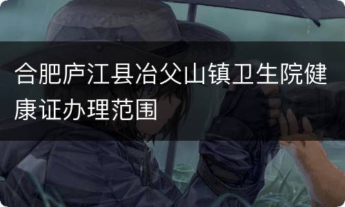 合肥庐江县冶父山镇卫生院健康证办理范围