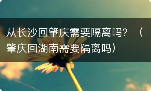 从长沙回肇庆需要隔离吗？（肇庆回湖南需要隔离吗）
