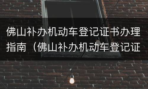 佛山补办机动车登记证书办理指南（佛山补办机动车登记证书办理指南最新）
