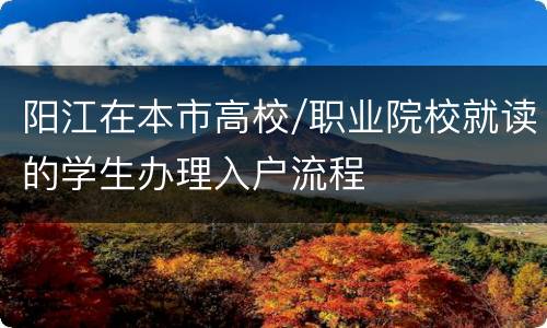 阳江在本市高校/职业院校就读的学生办理入户流程
