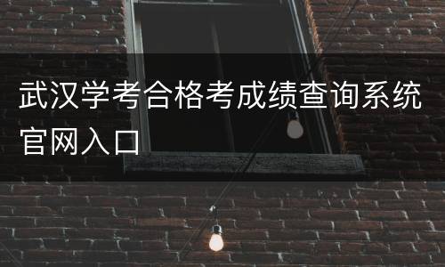 武汉学考合格考成绩查询系统官网入口