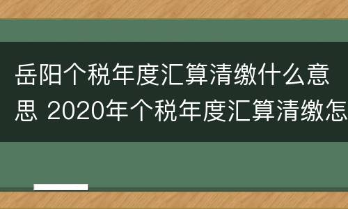 岳阳个税年度汇算清缴什么意思 2020年个税年度汇算清缴怎么算