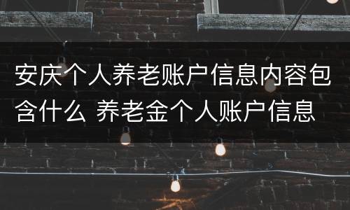 安庆个人养老账户信息内容包含什么 养老金个人账户信息