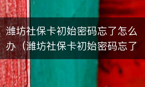潍坊社保卡初始密码忘了怎么办（潍坊社保卡初始密码忘了怎么办呢）