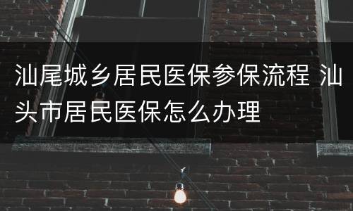 汕尾城乡居民医保参保流程 汕头市居民医保怎么办理
