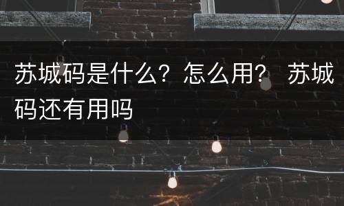 苏城码是什么？怎么用？ 苏城码还有用吗