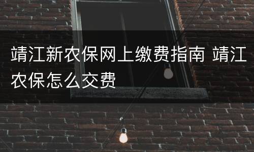 靖江新农保网上缴费指南 靖江农保怎么交费