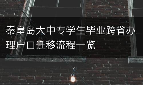 秦皇岛大中专学生毕业跨省办理户口迁移流程一览