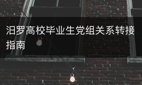 汨罗高校毕业生党组关系转接指南