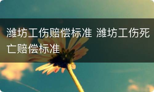 潍坊工伤赔偿标准 潍坊工伤死亡赔偿标准