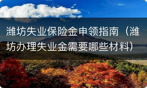 潍坊失业保险金申领指南（潍坊办理失业金需要哪些材料）