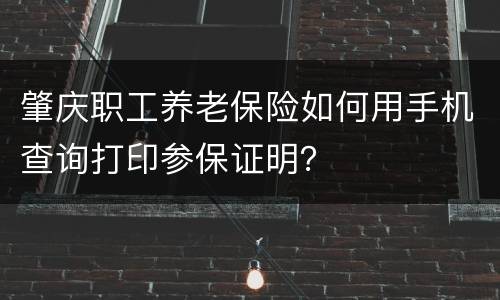 肇庆职工养老保险如何用手机查询打印参保证明？