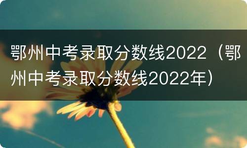 鄂州中考录取分数线2022（鄂州中考录取分数线2022年）