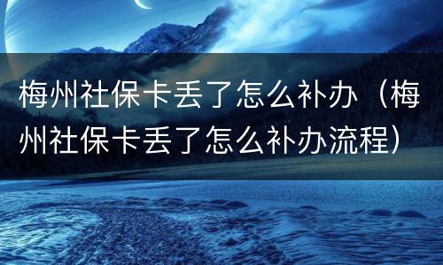 梅州社保卡丢了怎么补办（梅州社保卡丢了怎么补办流程）
