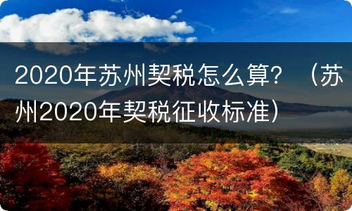 2020年苏州契税怎么算？（苏州2020年契税征收标准）