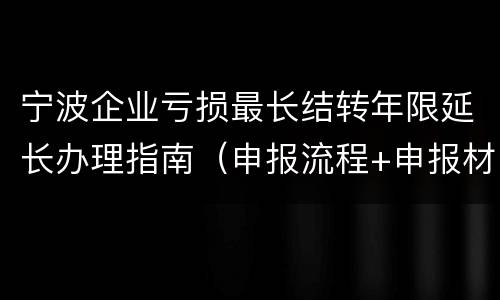宁波企业亏损最长结转年限延长办理指南（申报流程+申报材料）
