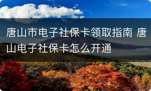 唐山市电子社保卡领取指南 唐山电子社保卡怎么开通