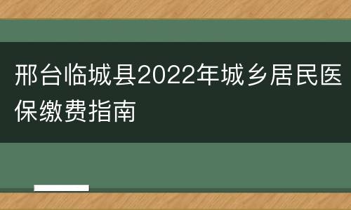 邢台临城县2022年城乡居民医保缴费指南