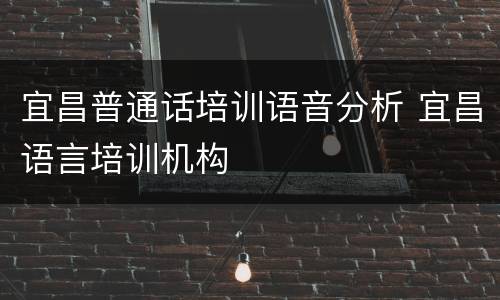 宜昌普通话培训语音分析 宜昌语言培训机构