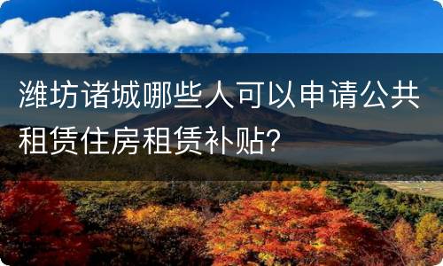 潍坊诸城哪些人可以申请公共租赁住房租赁补贴？