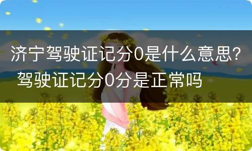 济宁驾驶证记分0是什么意思？ 驾驶证记分0分是正常吗