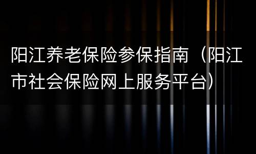 阳江养老保险参保指南（阳江市社会保险网上服务平台）