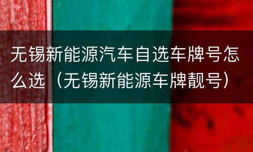无锡新能源汽车自选车牌号怎么选（无锡新能源车牌靓号）