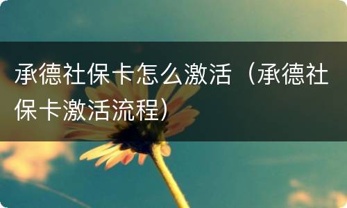承德社保卡怎么激活（承德社保卡激活流程）