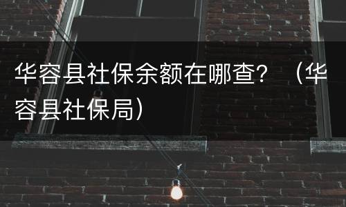 华容县社保余额在哪查？（华容县社保局）