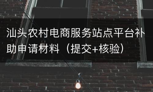 汕头农村电商服务站点平台补助申请材料（提交+核验）