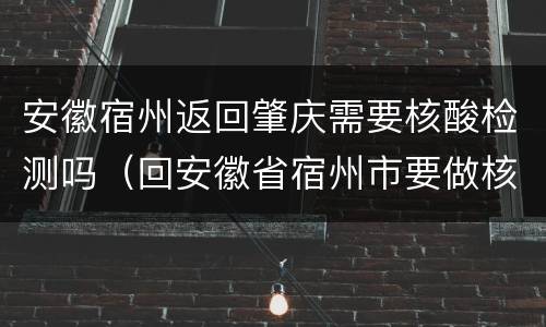 安徽宿州返回肇庆需要核酸检测吗（回安徽省宿州市要做核酸检测吗）