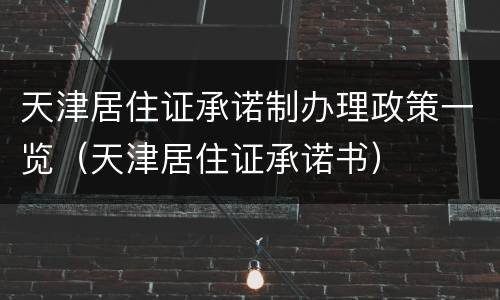 天津居住证承诺制办理政策一览（天津居住证承诺书）