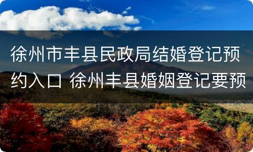 徐州市丰县民政局结婚登记预约入口 徐州丰县婚姻登记要预约吗