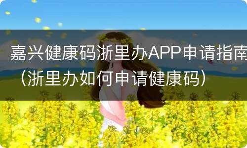 嘉兴健康码浙里办APP申请指南（浙里办如何申请健康码）