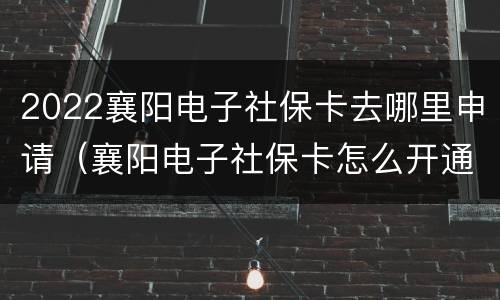 2022襄阳电子社保卡去哪里申请（襄阳电子社保卡怎么开通）