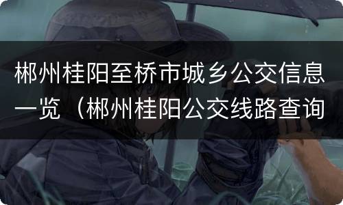 郴州桂阳至桥市城乡公交信息一览（郴州桂阳公交线路查询）