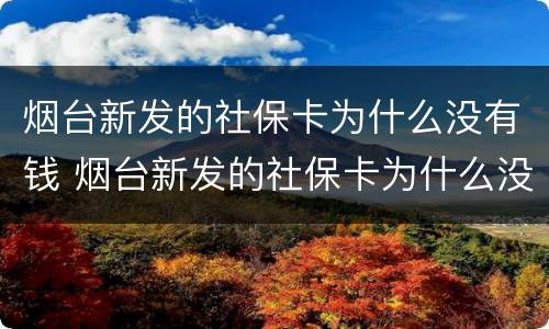 烟台新发的社保卡为什么没有钱 烟台新发的社保卡为什么没有钱呢