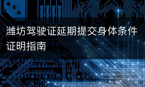 潍坊驾驶证延期提交身体条件证明指南