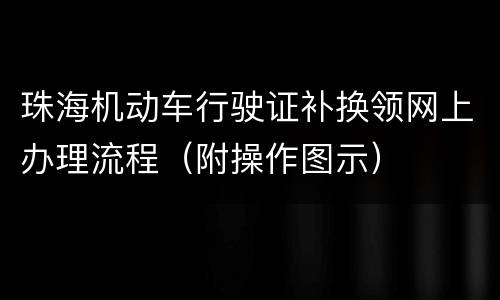珠海机动车行驶证补换领网上办理流程（附操作图示）