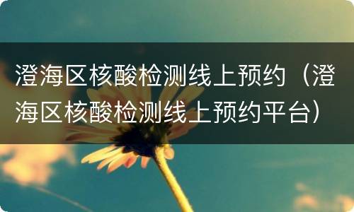 澄海区核酸检测线上预约（澄海区核酸检测线上预约平台）