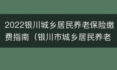 2022银川城乡居民养老保险缴费指南（银川市城乡居民养老保险）