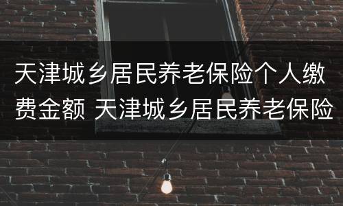 天津城乡居民养老保险个人缴费金额 天津城乡居民养老保险缴费标准