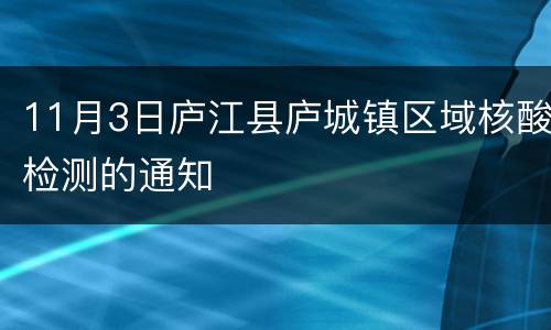 11月3日庐江县庐城镇区域核酸检测的通知