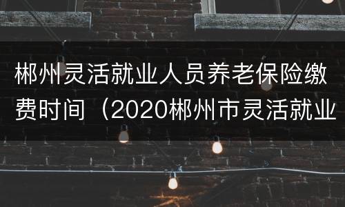 郴州灵活就业人员养老保险缴费时间（2020郴州市灵活就业养老保险缴费标准）