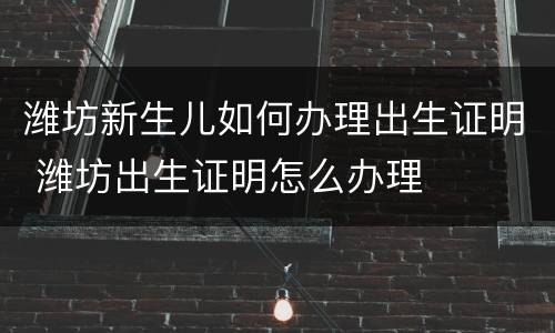 潍坊新生儿如何办理出生证明 潍坊出生证明怎么办理