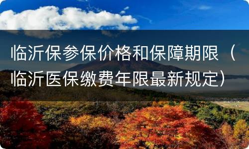 临沂保参保价格和保障期限（临沂医保缴费年限最新规定）