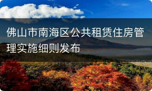 佛山市南海区公共租赁住房管理实施细则发布