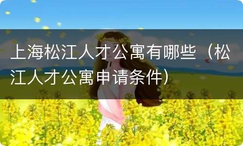 上海松江人才公寓有哪些（松江人才公寓申请条件）