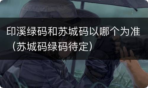 印溪绿码和苏城码以哪个为准（苏城码绿码待定）