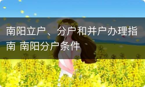 南阳立户、分户和并户办理指南 南阳分户条件